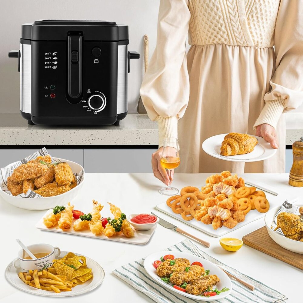Deep Fryer 1500W Non-Stick Inner Pot Removable Lid Temp Control 2.5L - Picture 8 of 8